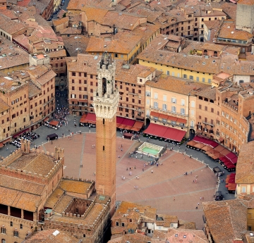 central square in Siena Italy photographed from above